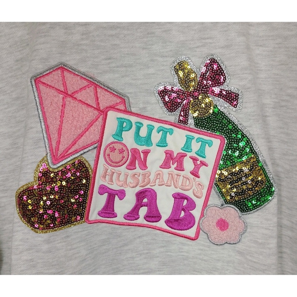 Simply Southern Sweatshirt Womens Large "Put It On My Husband's Tab Graphic" top - Picture 3 of 6